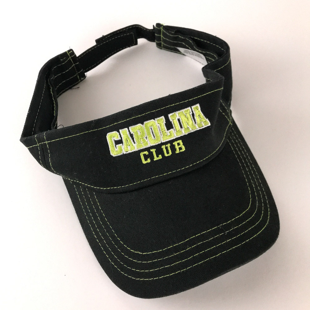 Carolina Club Sun Golf Visor Black With Neon Top Stitching